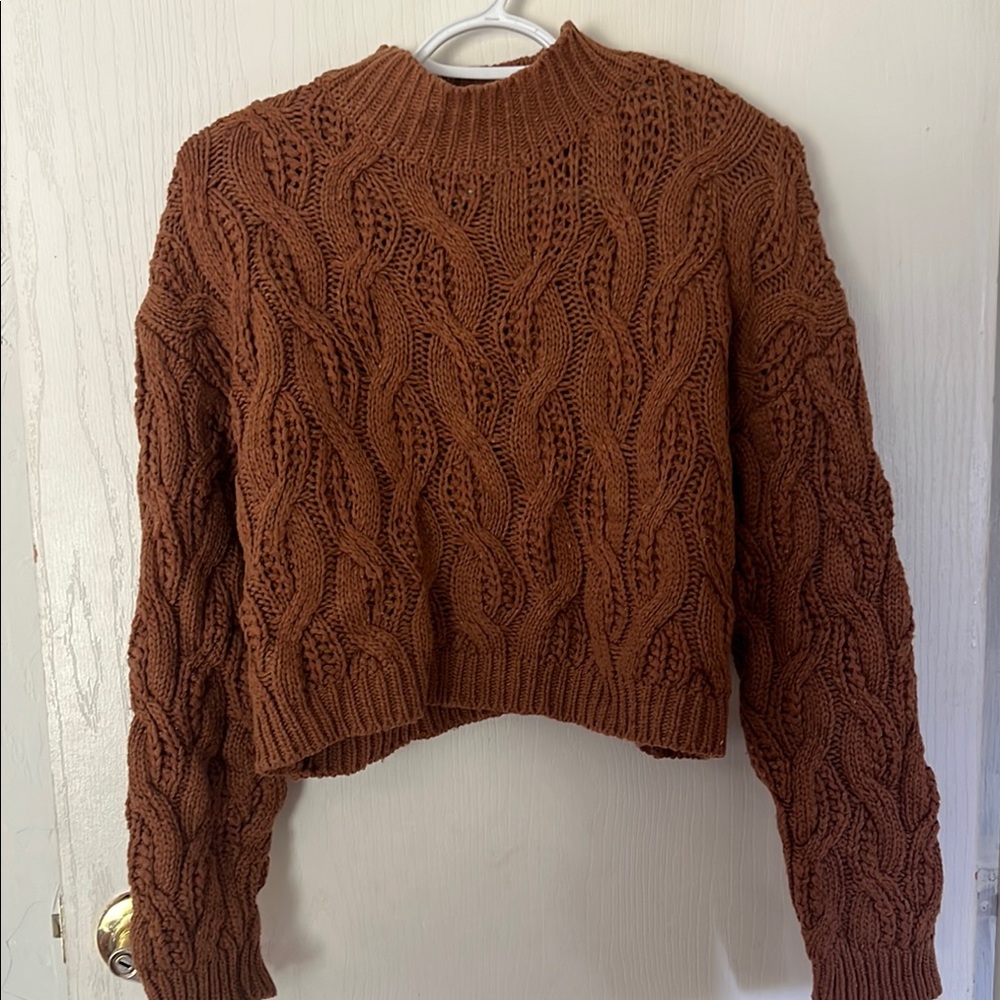 Cozy Brown Cable Knit Sweater